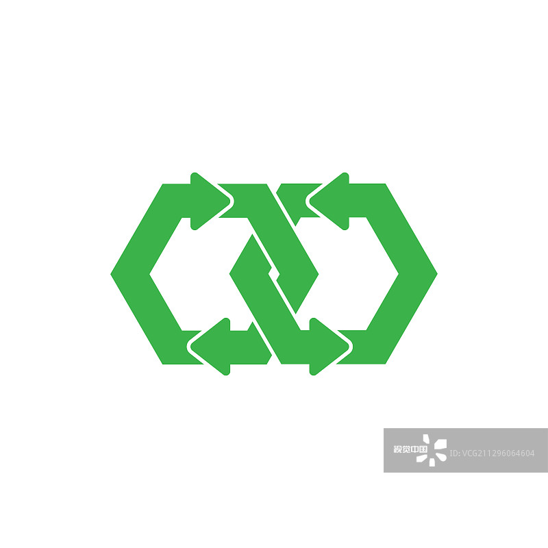 绿色链环循环箭头符号图片素材