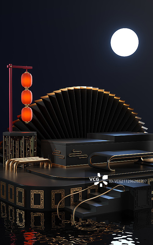 3D中国风产品展示台创意图图片素材