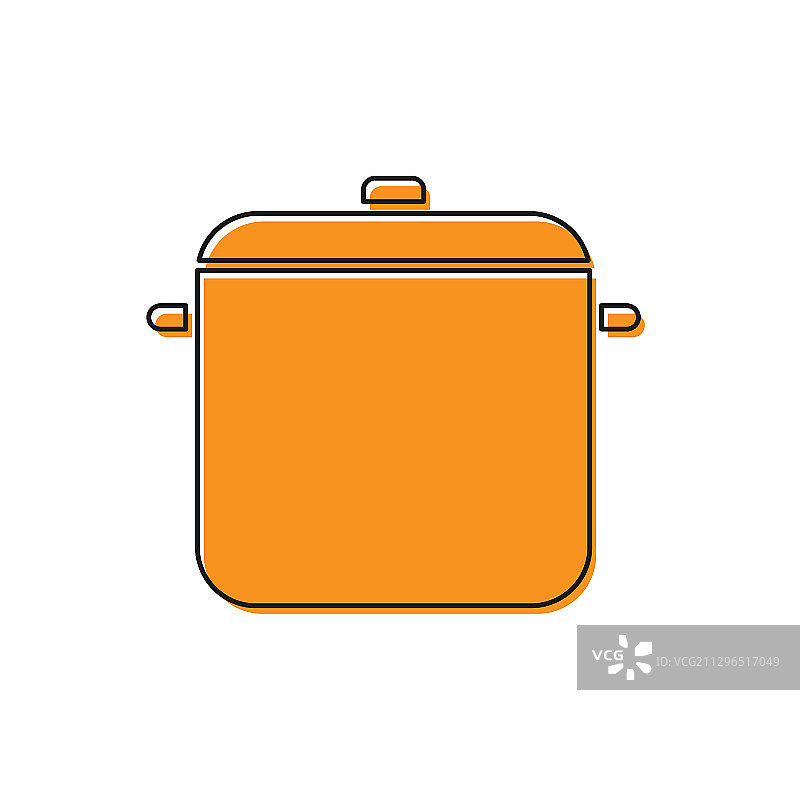 橙色烹饪锅图标孤立在白色图片素材