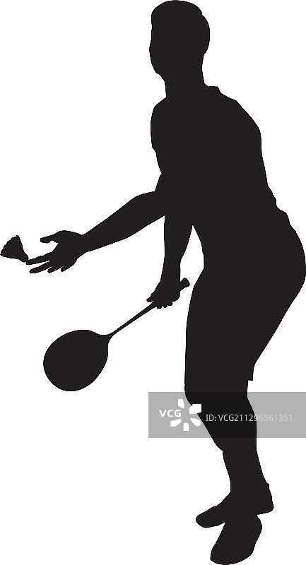 有球拍和羽毛球的羽毛球运动员图片素材