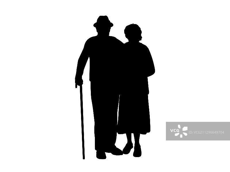 剪影祖父母站在一起图片素材