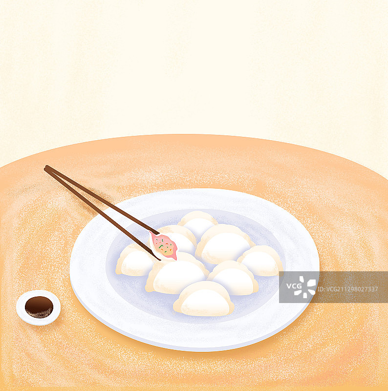冬至饺子节气水彩插画图片素材