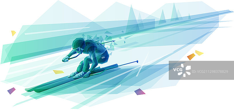 多边形男子障碍滑雪图片素材