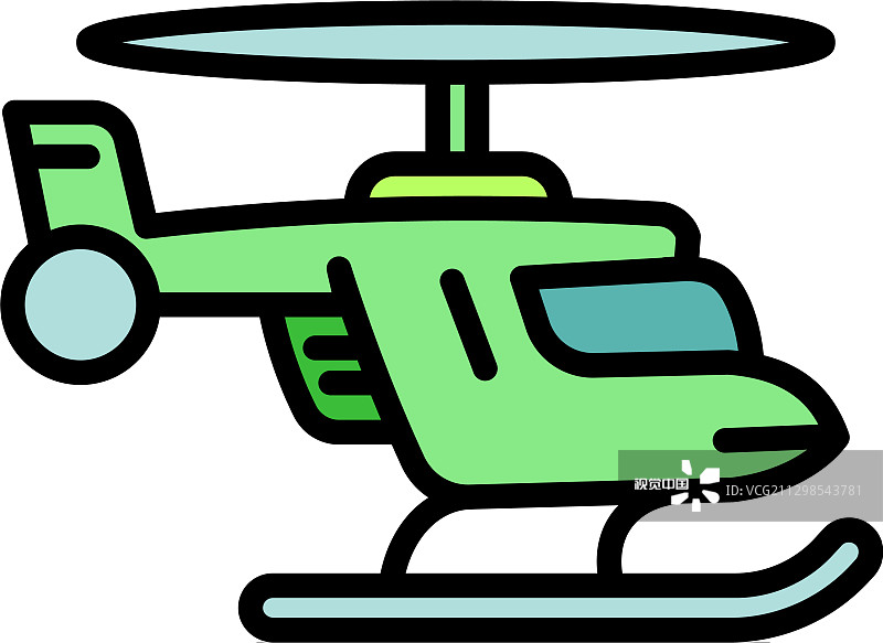救援直升机图标轮廓风格图片素材