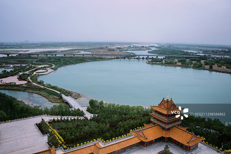 中国宁夏吴忠青铜峡市黄河楼风景区图片素材