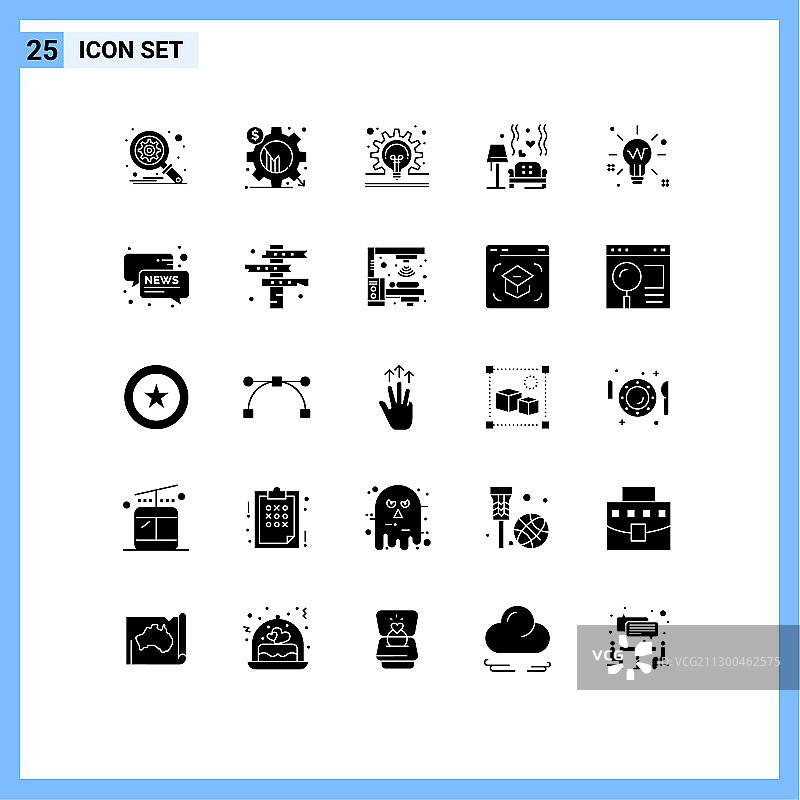 为网络和移动设置的25个通用实体符号图片素材