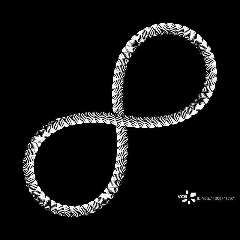 无限符号用绳子做成标志结图片素材