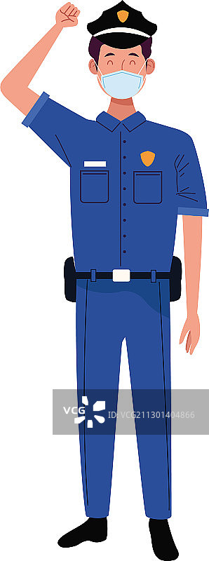 警察工作人员戴口罩应对新冠肺炎图片素材