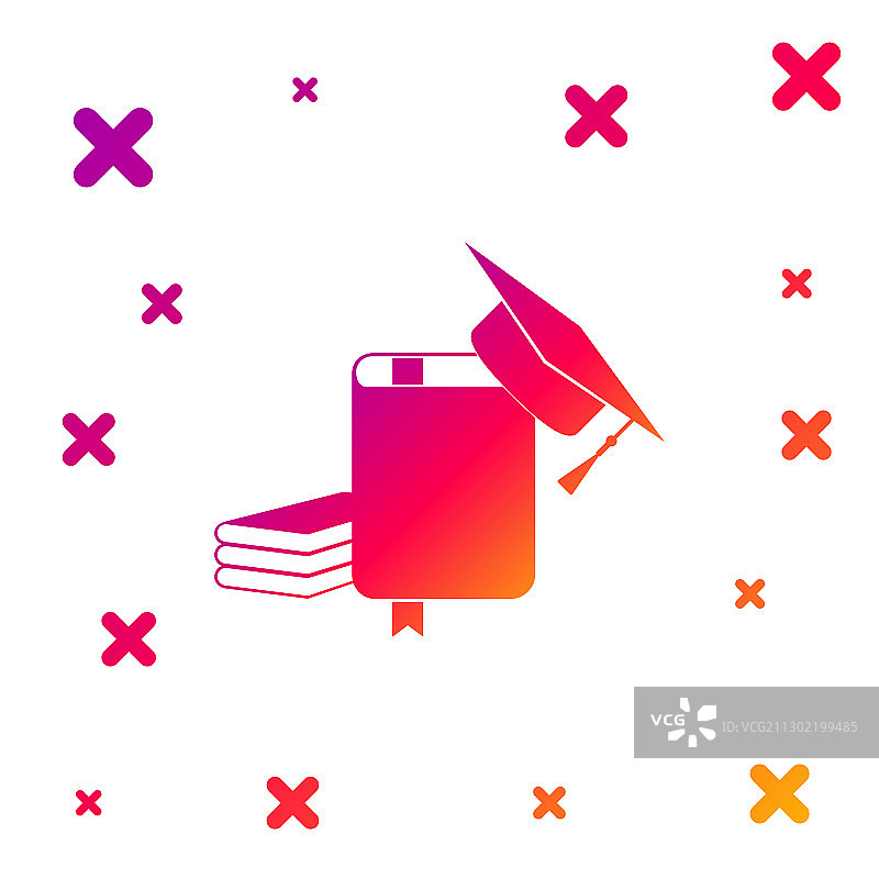 彩色毕业帽和书的图标隔离上图片素材