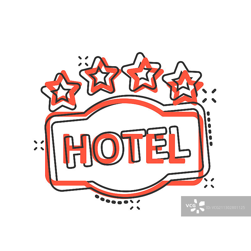 酒店四星级标志图标在漫画风格的客栈图片素材