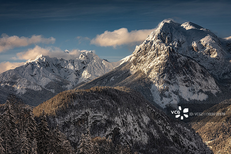奥地利洛弗，白雪皑皑的山峰图片素材