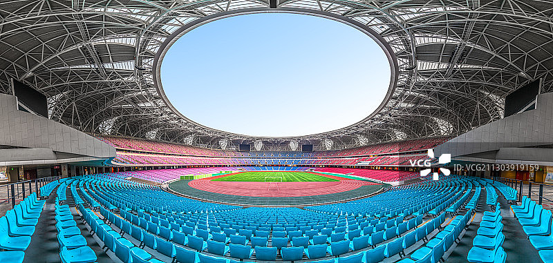 杭州奥体中心体育场内部全景图片素材