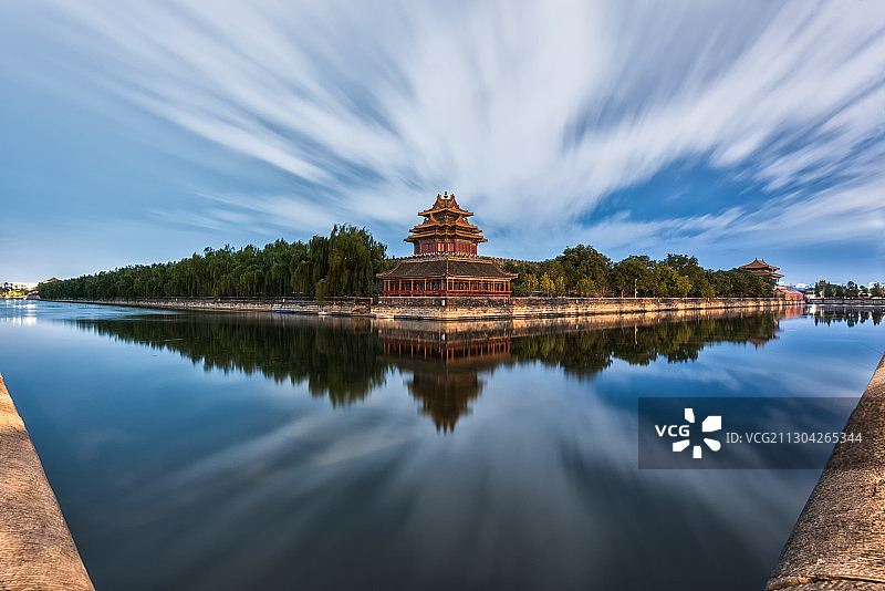 亚洲中国首都北京市故宫角楼夜景图片素材