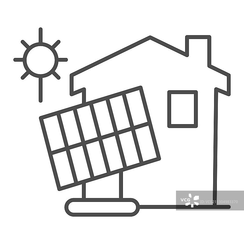 太阳能电池和建筑细线图标智能图片素材