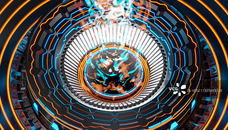 圆形科幻粒子能量中枢概念的背景插画图片素材