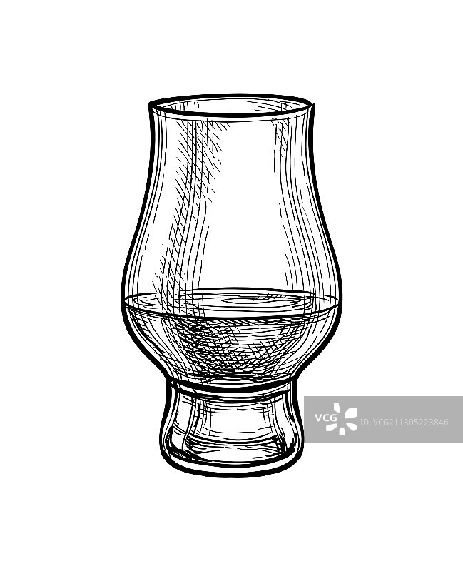 墨水素描威士忌酒杯图片素材