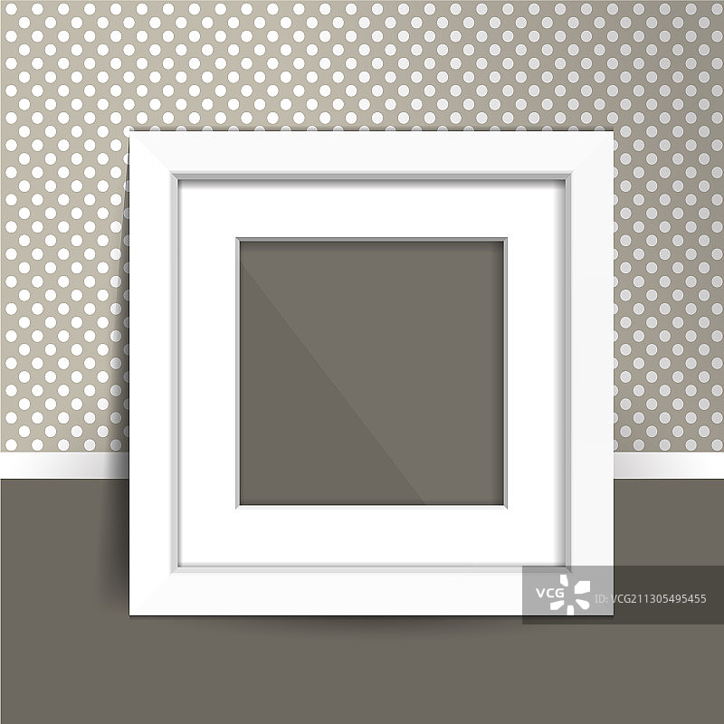 相框模拟在墙上简单的白色空图片素材