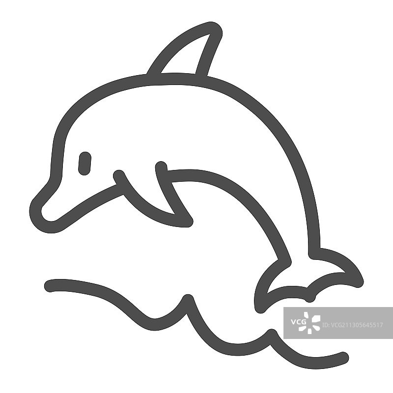 海豚跳过波浪线夏季图标概念图片素材
