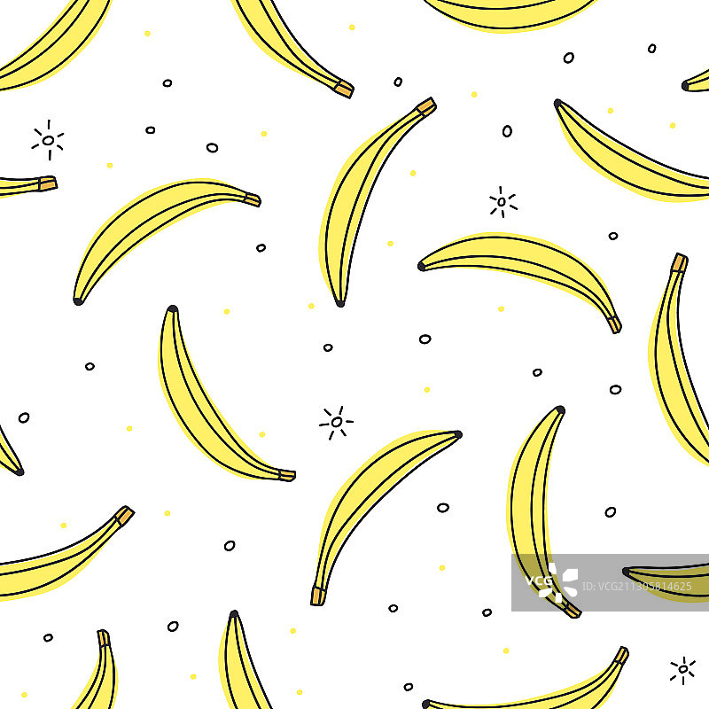 新鲜香蕉背景手绘无缝图片素材