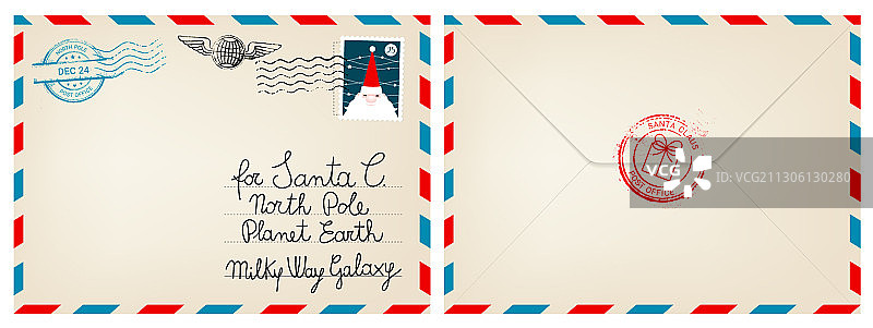 亲爱的圣诞老人邮寄信封圣诞惊喜图片素材