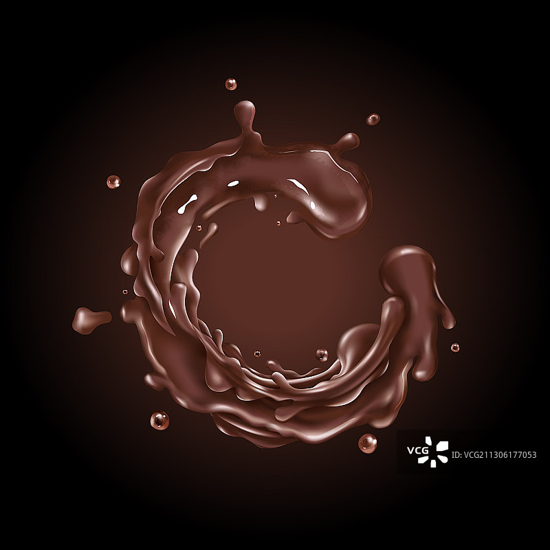 液体巧克力飞溅圈上一个黑色图片素材