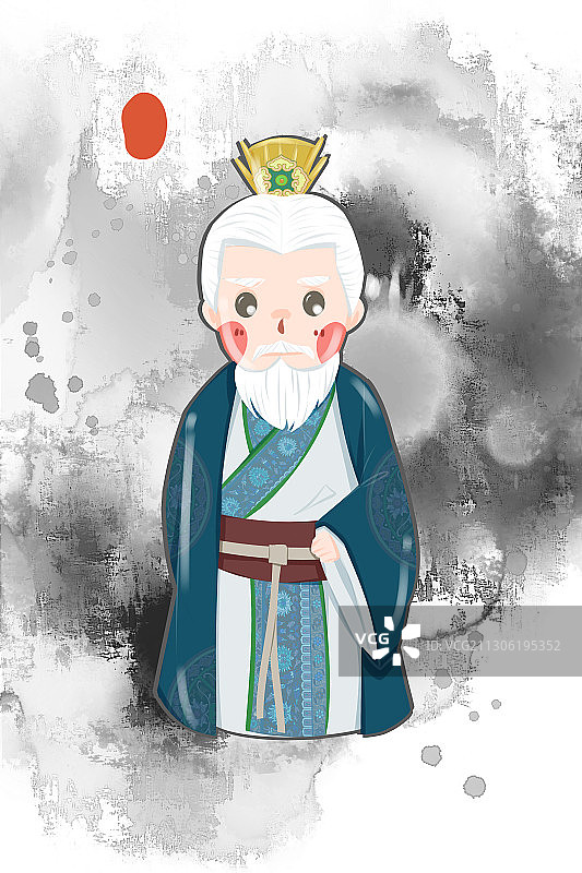 中国风可爱古代男性老年人插画图片素材