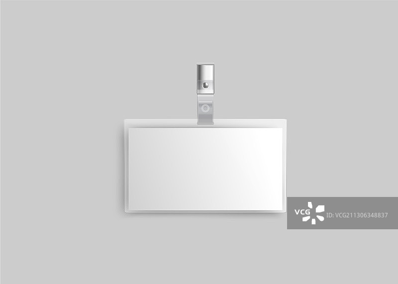 空白塑料id徽章模型上的金属剪辑白色图片素材