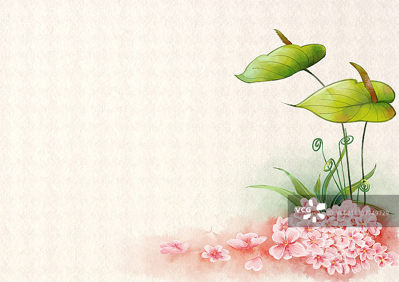 水彩风植物花卉边角装饰插画图片素材