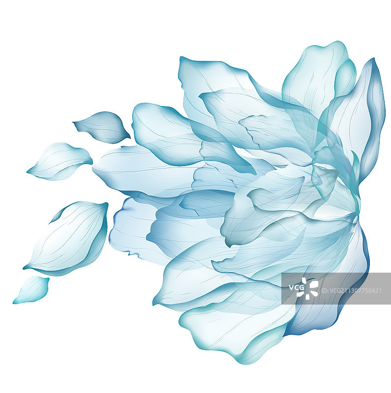 小清新水墨质感蓝色花卉插画图片素材