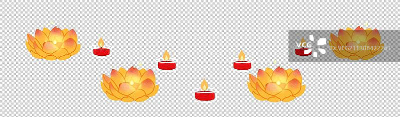 荷花灯和蜡烛扁平风格图片素材