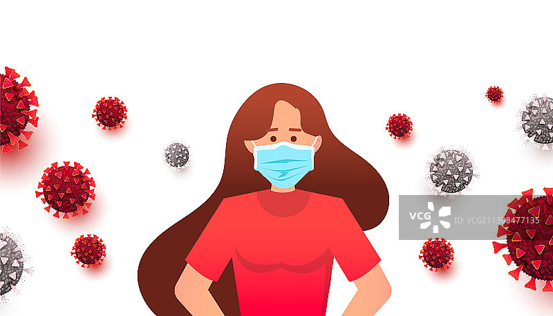 妇女戴医用口罩预防疾病流感图片素材