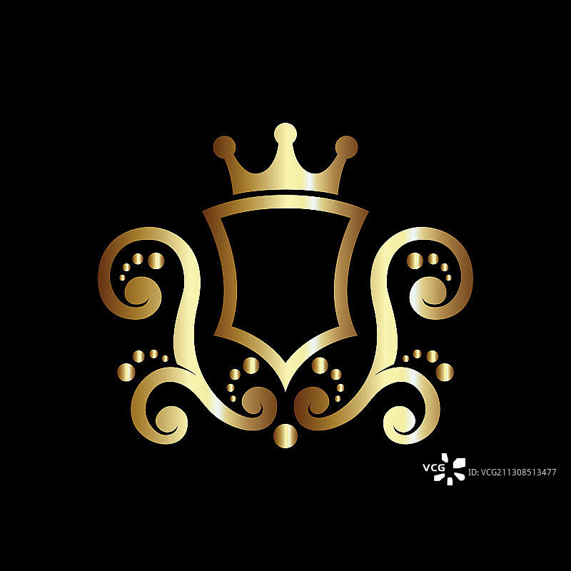 豪华的皇家盾牌，用于大衣、纹章和图片素材