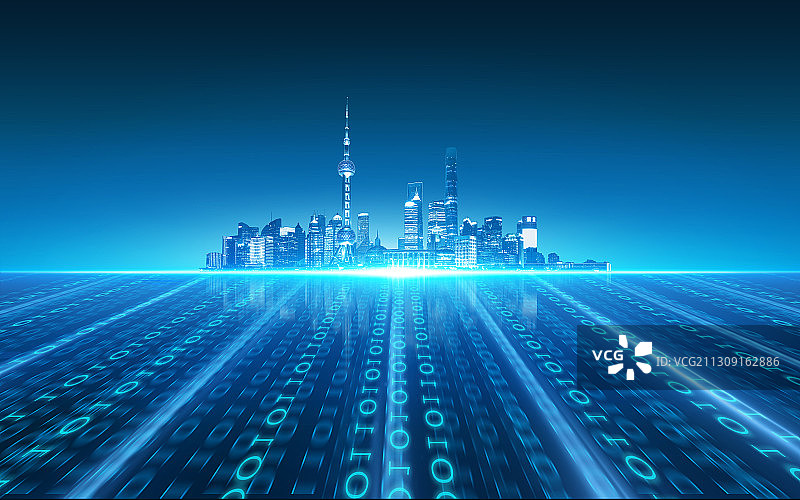 5G数字建设上海城市背景图片素材
