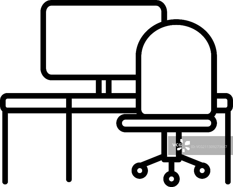 电脑线条风格的办公桌椅图片素材
