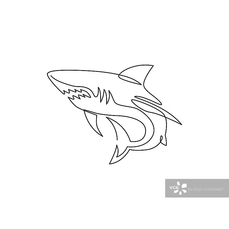 单线画标尺海鲨图片素材