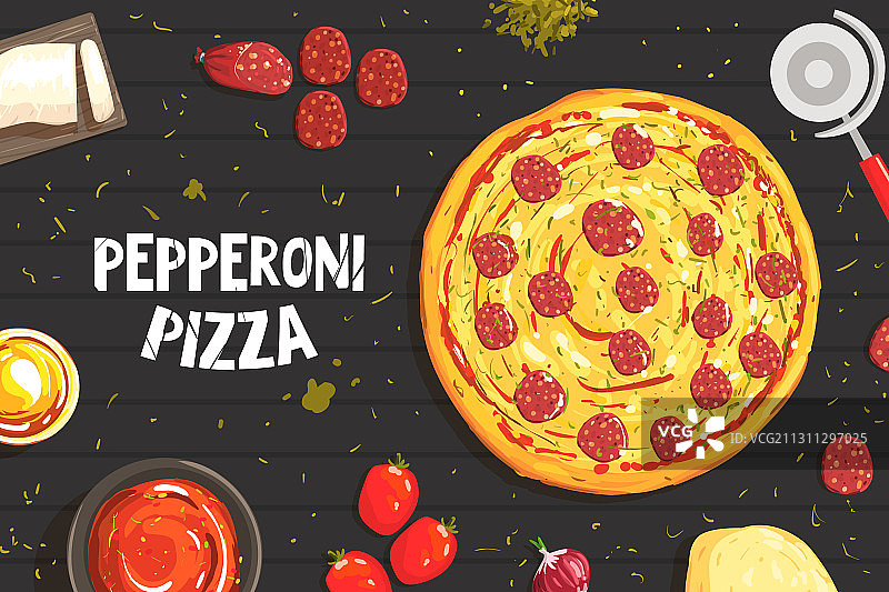 意大利辣香肠披萨横幅模板图片素材