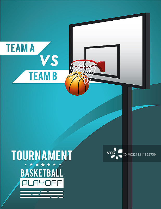篮球运动海报与气球和篮子图片素材