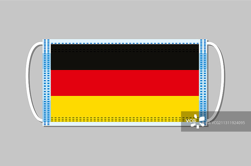 医用口罩，上面有德国国旗的平面设计图片素材