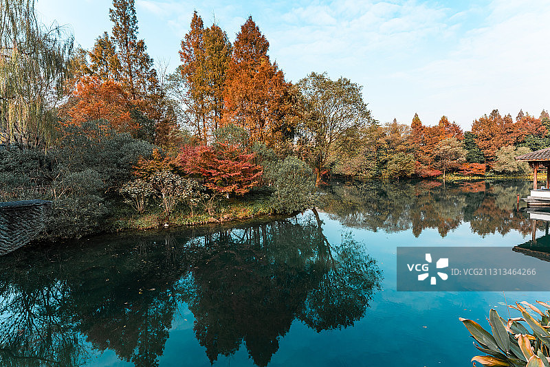 杭州西湖浴鹄湾秋色图片素材