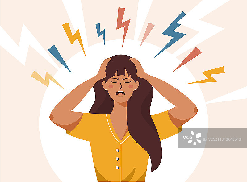 压力刺激因素导致女性不良情绪愤怒图片素材