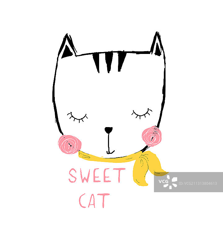 甜蜜的猫印花设计与口号图片素材