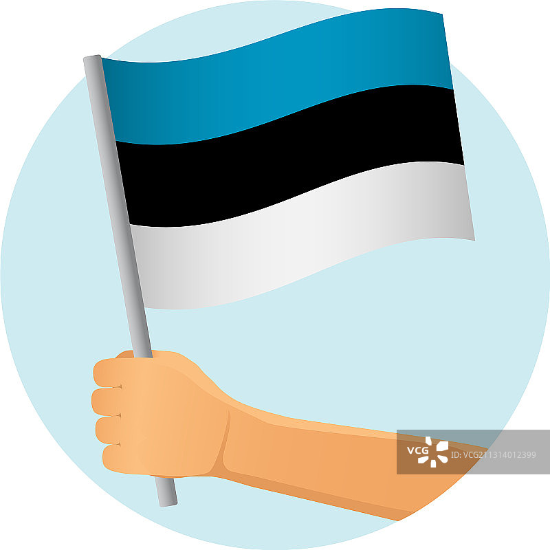 爱沙尼亚国旗在手图片素材