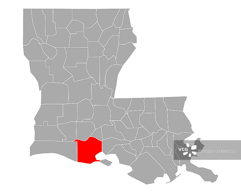 路易斯安那州的朱红色地图图片素材