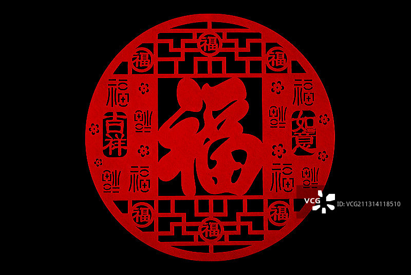 春节红色剪纸窗花图片素材