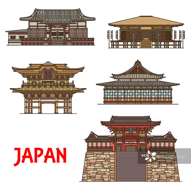 带有宗教建筑的日本旅游地标图片素材