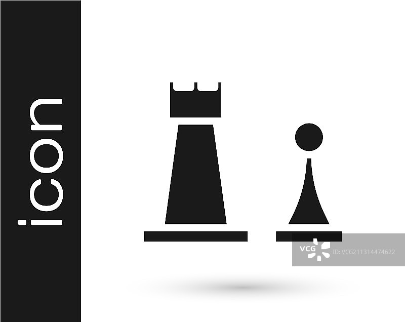 灰色象棋图标孤立在白色背景图片素材