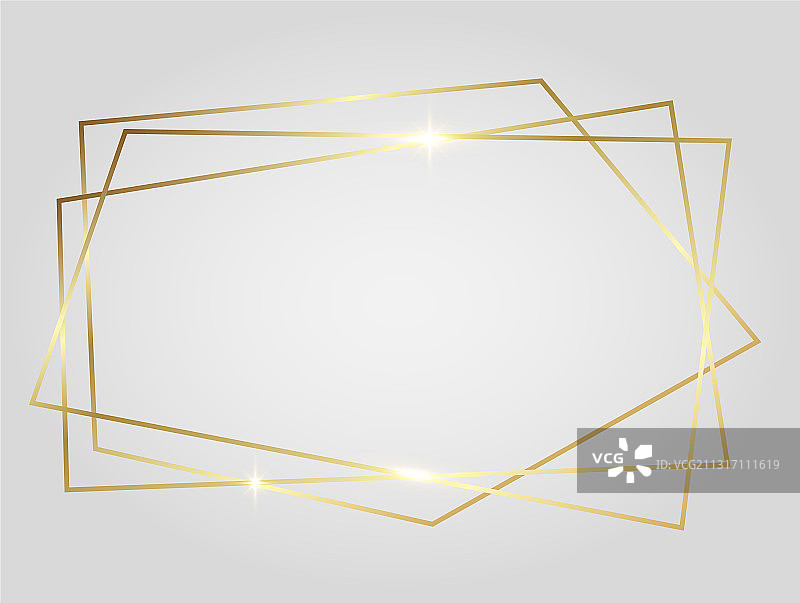 金色闪亮发光的框架孤立在白色图片素材