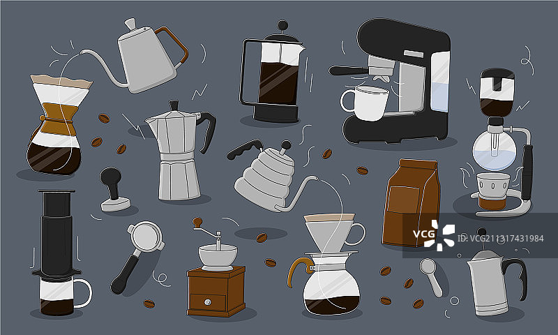 咖啡机平面设计集咖啡机图片素材