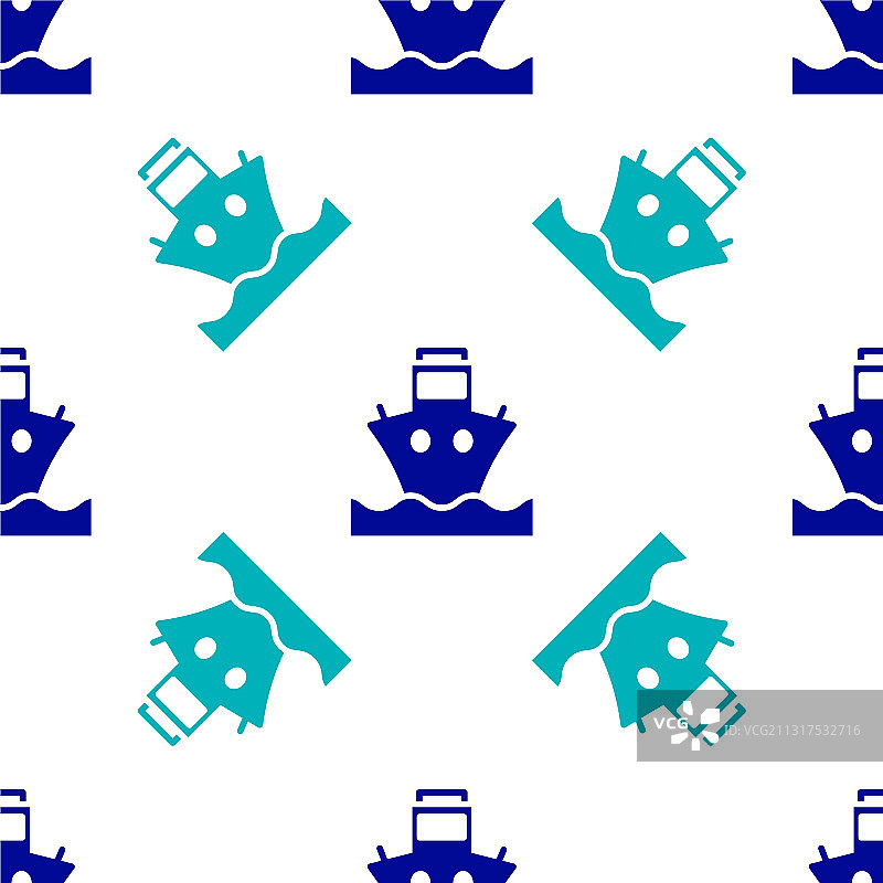 蓝色货船图标隔离无缝模式上图片素材