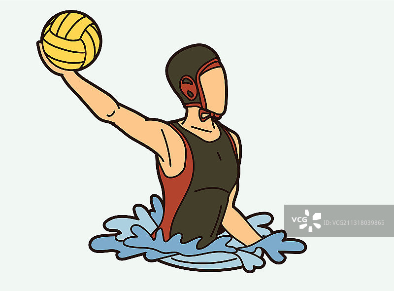水球运动员卡通图形图片素材